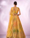 Mohey Women Mustard Yellow Chinon Lehenga with Mirror Work