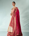 Mohey Women Cream Silk Lehenga with Moti Work