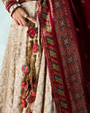 Mohey Women Cream Silk Lehenga with Moti Work