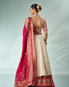 Mohey Women Cream Silk Lehenga with Moti Work
