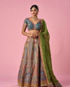Mohey Women Mustard Yellow Art Silk Lehenga with Print