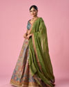 Mohey Women Mustard Yellow Art Silk Lehenga with Print