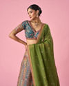 Mohey Women Mustard Yellow Art Silk Lehenga with Print