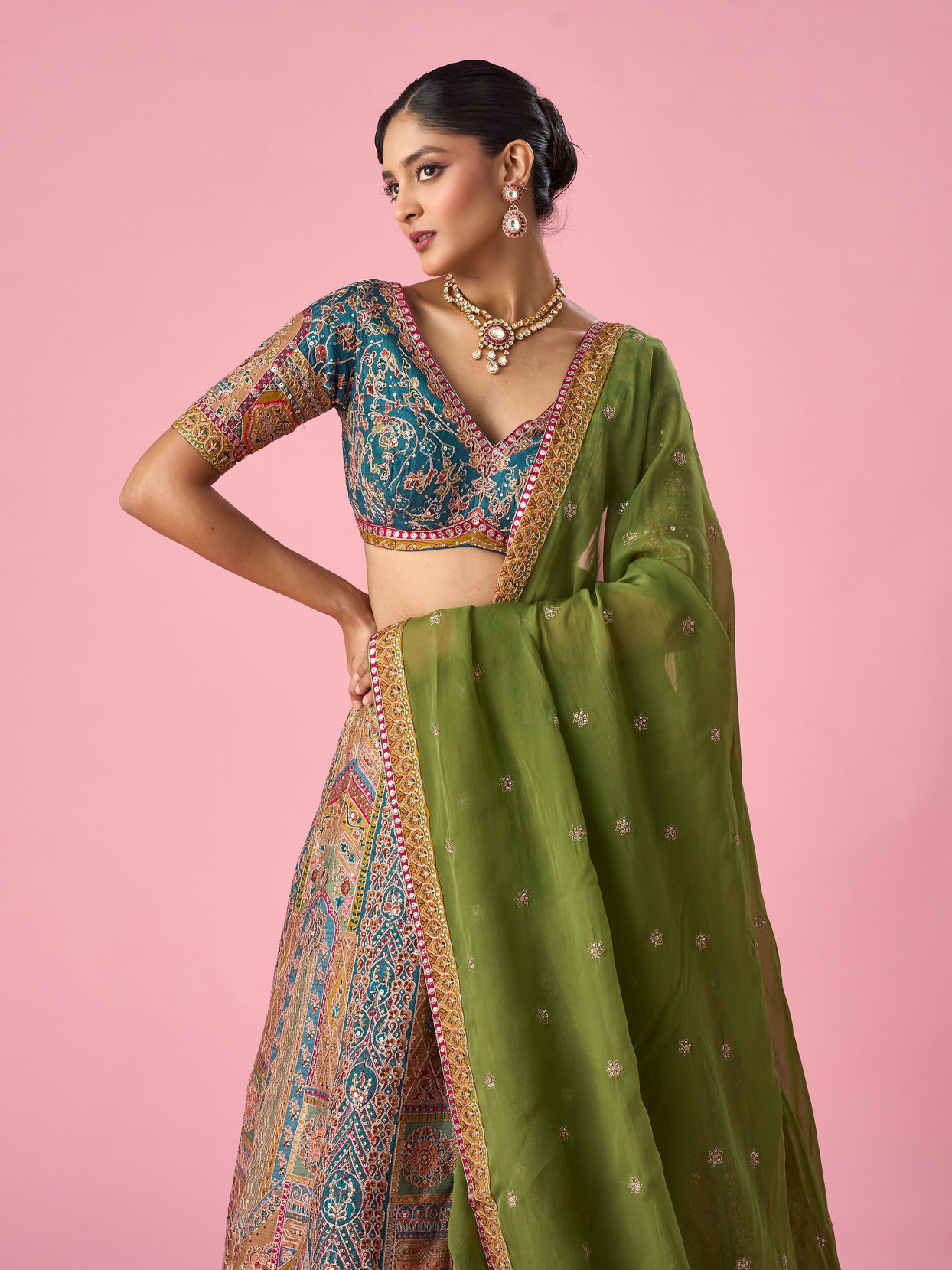Mohey Women Mustard Yellow Art Silk Lehenga with Print