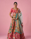 Mohey Women Pink Art Silk Lehenga with Moti Work