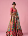 Mohey Women Pink Art Silk Lehenga with Moti Work