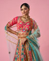 Mohey Women Pink Art Silk Lehenga with Moti Work