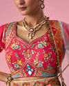 Mohey Women Pink Art Silk Lehenga with Moti Work