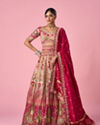 Mohey Women Pink Art Silk Lehenga with Mirror Work