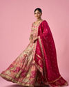 Mohey Women Pink Art Silk Lehenga with Mirror Work