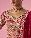 Mohey Women Pink Art Silk Lehenga with Mirror Work