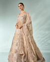 Mohey Women Cream Art Silk Lehenga with Embroidery
