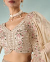 Mohey Women Cream Art Silk Lehenga with Embroidery