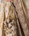 Mohey Women Cream Art Silk Lehenga with Embroidery