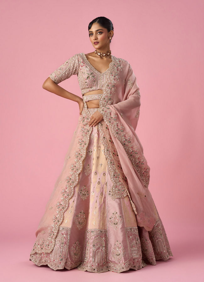 Mohey Women Pink Art Silk Lehenga with Cutdana Work