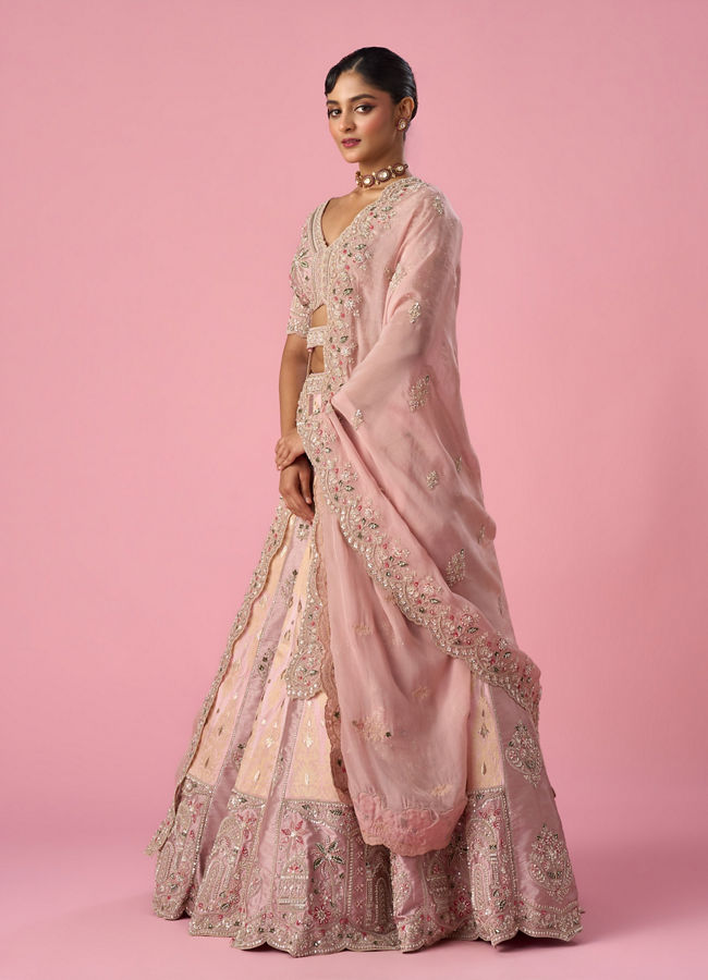 Mohey Women Pink Art Silk Lehenga with Cutdana Work