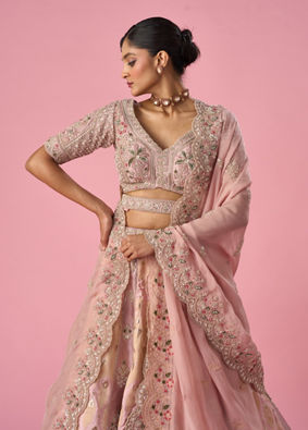 Mohey Women Pink Art Silk Lehenga with Cutdana Work