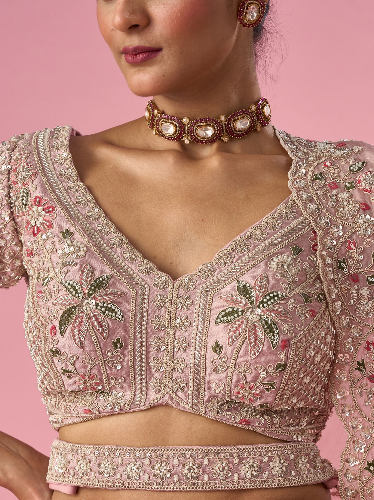 Mohey Women Pink Art Silk Lehenga with Cutdana Work