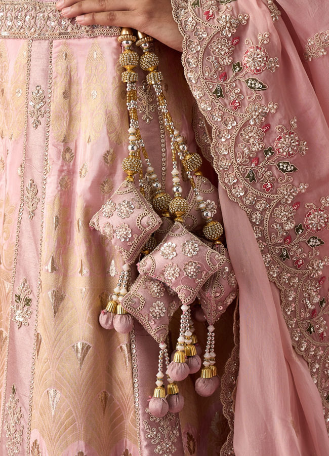 Mohey Women Pink Art Silk Lehenga with Cutdana Work