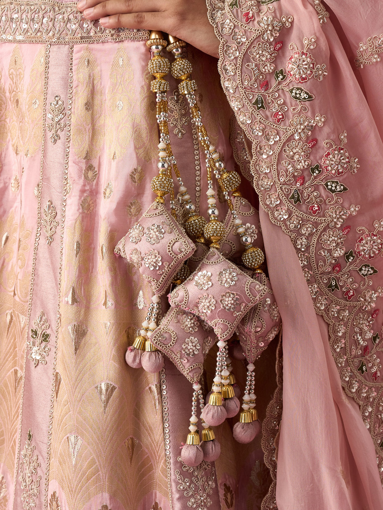 Mohey Women Pink Art Silk Lehenga with Cutdana Work