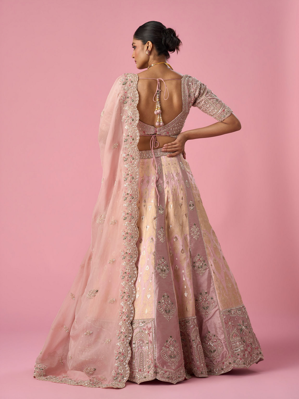 Mohey Women Pink Art Silk Lehenga with Cutdana Work