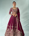 Mohey Women Wine Silk Lehenga with Sequin Work