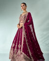 Mohey Women Wine Silk Lehenga with Sequin Work
