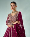 Mohey Women Wine Silk Lehenga with Sequin Work