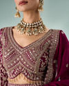 Mohey Women Wine Silk Lehenga with Sequin Work