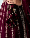 Mohey Women Wine Silk Lehenga with Sequin Work