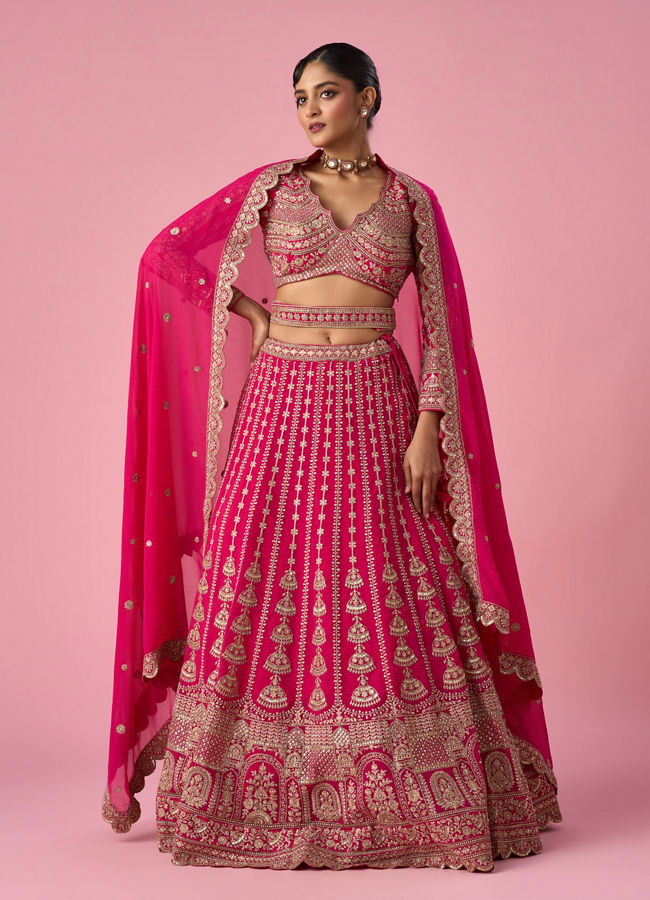 Mohey Women Pink Georgette Lehenga with Sequin Work