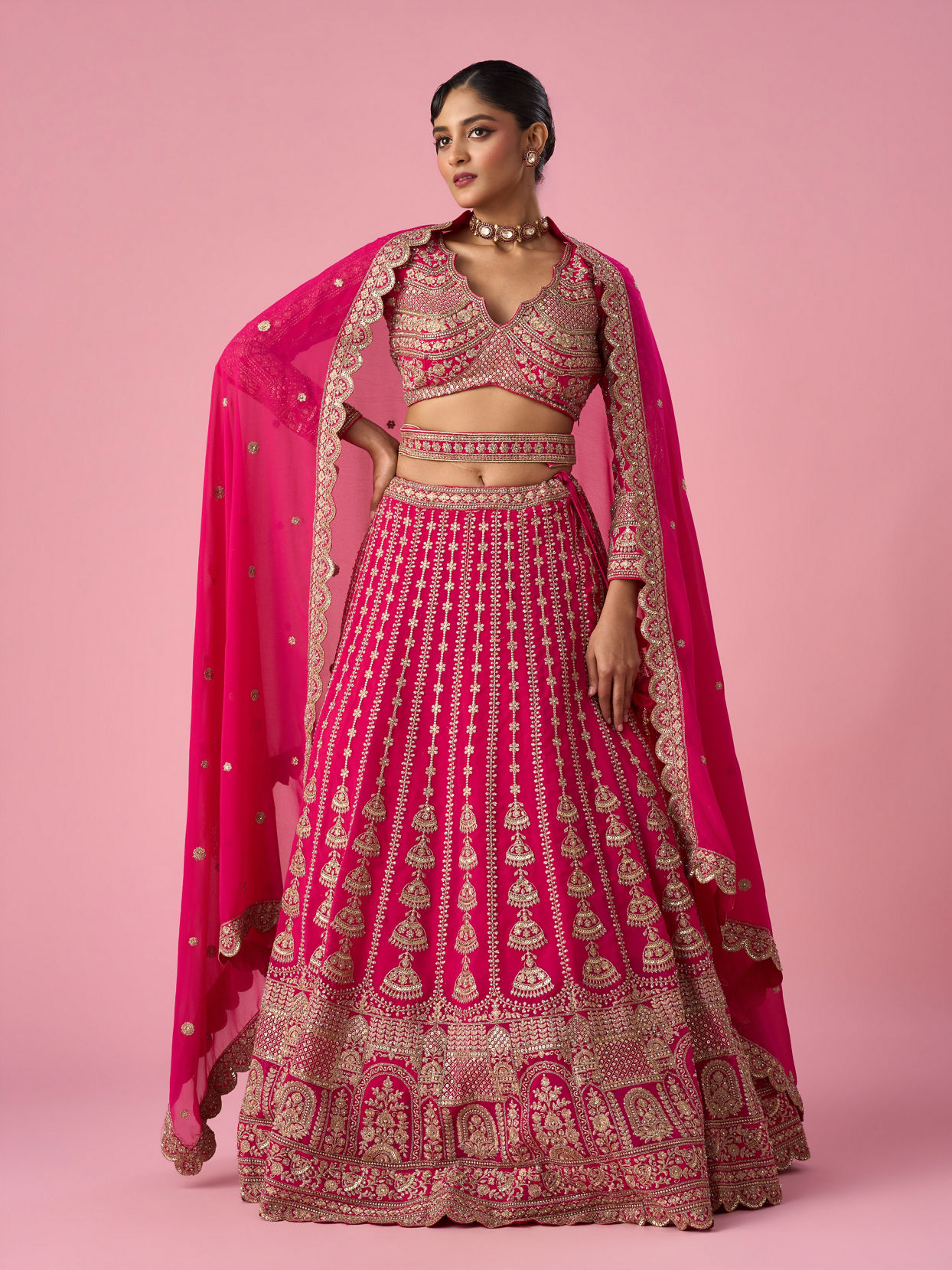 Mohey Women Pink Georgette Lehenga with Sequin Work