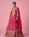Mohey Women Pink Georgette Lehenga with Sequin Work