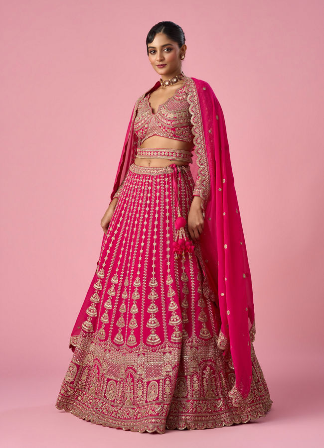Mohey Women Pink Georgette Lehenga with Sequin Work