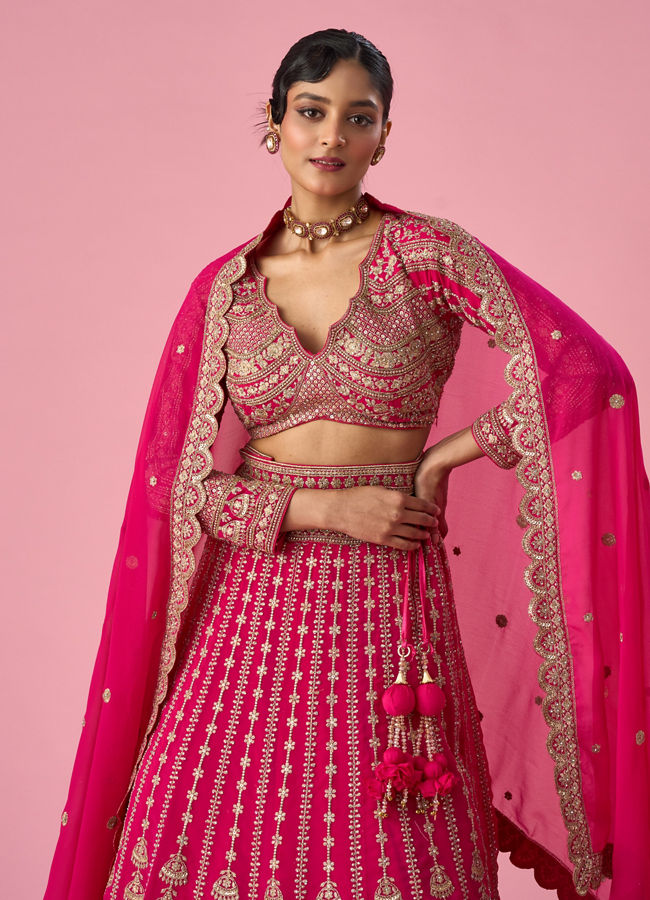 Mohey Women Pink Georgette Lehenga with Sequin Work