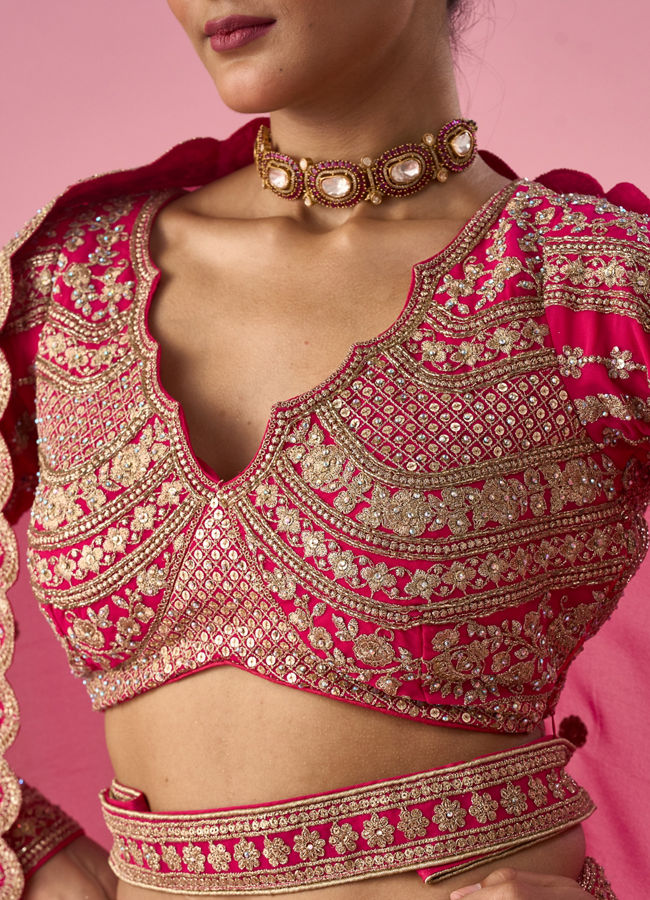 Mohey Women Pink Georgette Lehenga with Sequin Work