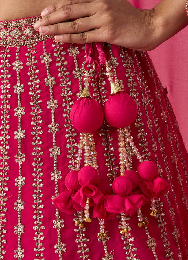 Mohey Women Pink Georgette Lehenga with Sequin Work