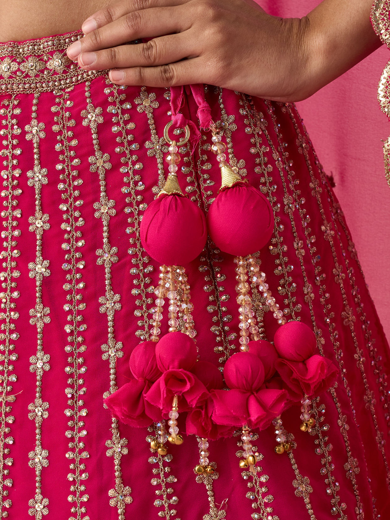 Mohey Women Pink Georgette Lehenga with Sequin Work