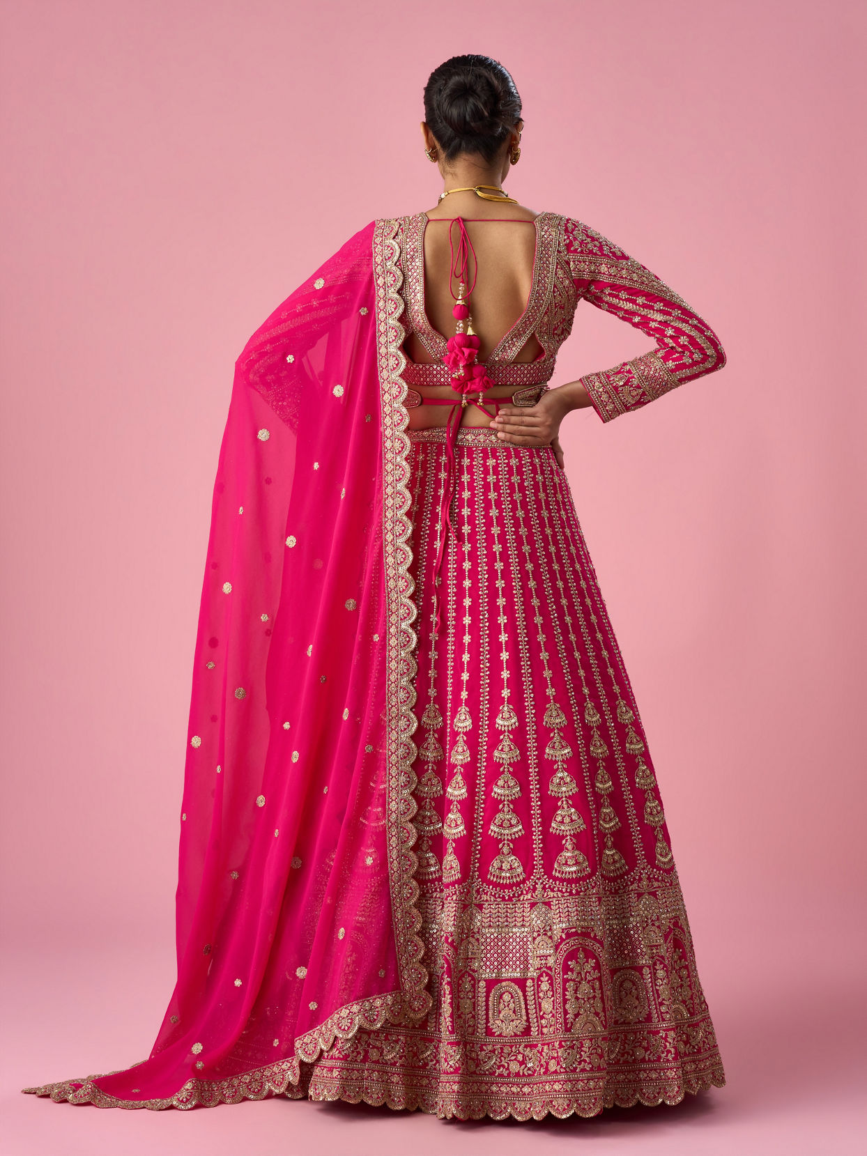 Mohey Women Pink Georgette Lehenga with Sequin Work