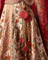 Mohey Women Cream Art Silk Lehenga with Hand Embroidery