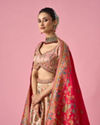 Mohey Women Cream Art Silk Lehenga with Hand Embroidery