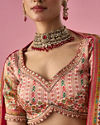 Mohey Women Cream Art Silk Lehenga with Hand Embroidery