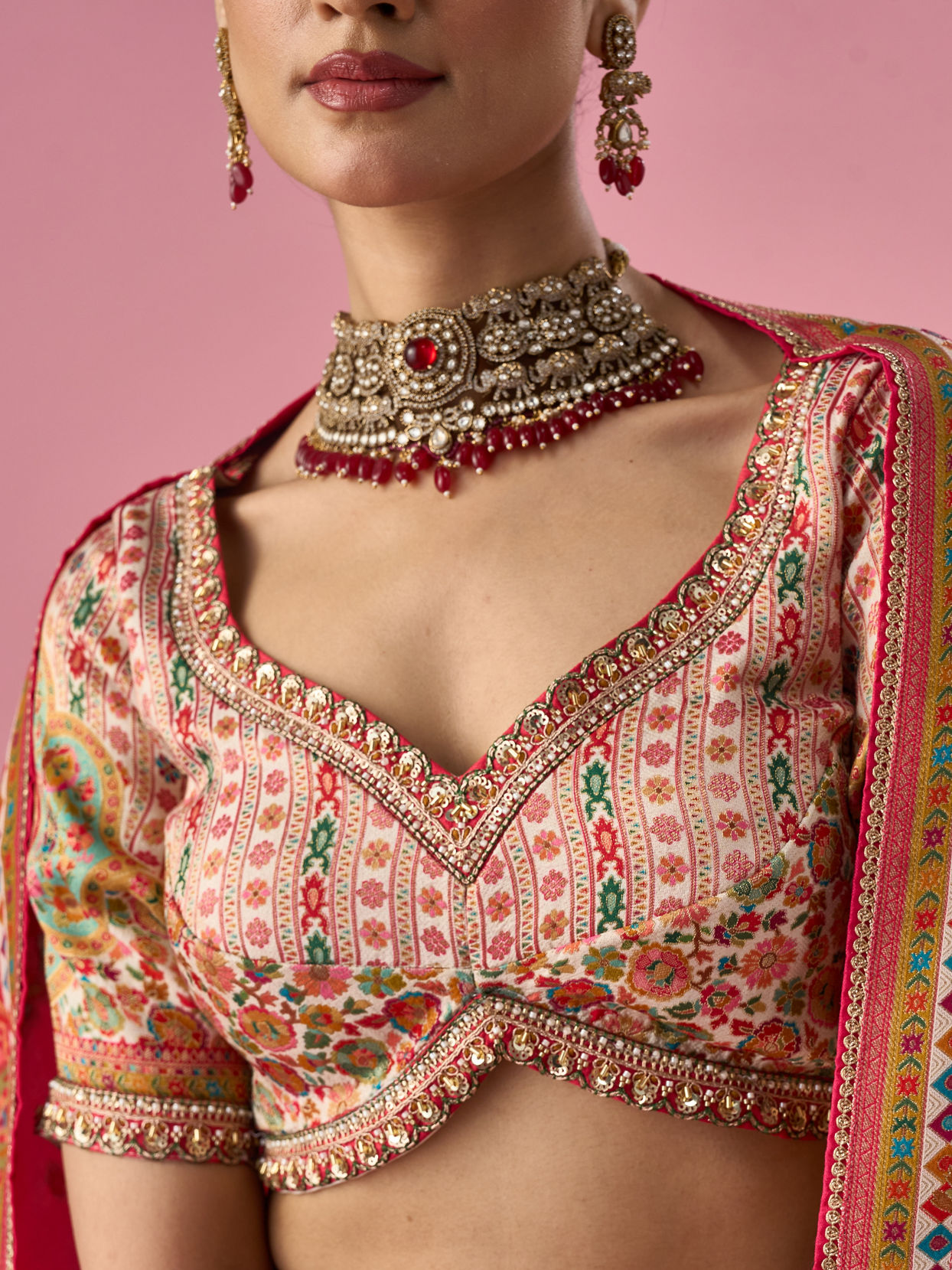 Mohey Women Cream Art Silk Lehenga with Hand Embroidery