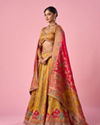 Mohey Women Mustard Yellow Art Silk Lehenga with Hand Embroidery