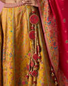 Mohey Women Mustard Yellow Art Silk Lehenga with Hand Embroidery