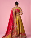 Mohey Women Mustard Yellow Art Silk Lehenga with Hand Embroidery