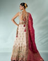 Mohey Women Pink and Cream Chinon Lehenga with Hand Embellished Skirt