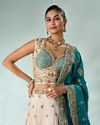 Mohey Women Light Blue Chinon Lehenga with Embroidery