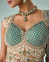 Mohey Women Light Blue Chinon Lehenga with Embroidery