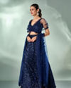 Mohey Women Indigo Blue Net Lehenga with Moti Work